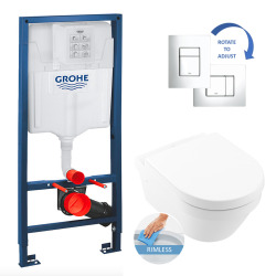 Grohe Toilet Set Rapid SL Support frame + V&B Architectura rimless bowl, invisible fixings + Seat+ chrome plate (RAPIDSL-ARCHI3-1)