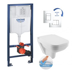 Grohe Toilet Set Rapid SL Support frame + Skate Cosmopolitan plate + Serel rimless bowl + softclose seat (39552000)