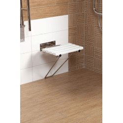 BEMETA Help Folding shower seat with safety leg in stainless steel, White (301102181)