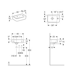 Geberit Selnova Wash basin 40x25 cm, right-hand hole, White (501.517.00.1)