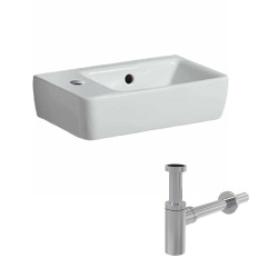 Geberit Set Basin 40x25 cm, Left-Side Tap Hole + Trap  (501.518.00.1-SET)