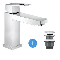 Grohe Eurocube Set Single-Lever Mixer 1/2" Size M +  Grohe Waste set with push-open plug (23446000-CLICCLAC)