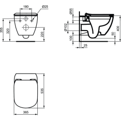 Ideal Standard Tesi Rimless - Wall-hung toilet with soft close seat (T355101)