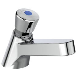 Ideal Standard Ulysse Vitreous china free standing cloakroom basin, White + Olyos Tempo timed basin mixer, Chrome (R033367)