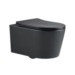 Swiss Aqua Technologies Rimless Wall-Hung Toilet with invisible fixings + Soft-Close Seat, Black (BlackSATrimless)