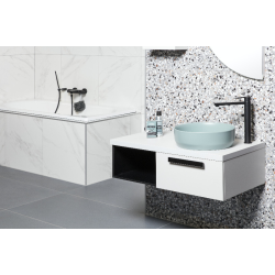 Swiss Aqua Technologies Countertop washbasin set 39x39x12 cm without overflow + Infinitio matte blue free-flow waste SetSATINF-bleu