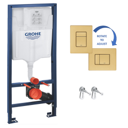 Grohe Toilet Set Rapid SL Support frame + Skate Cosmopolitan Brushed cool sunrise Flush plate + Fixings (38528001-bgold)