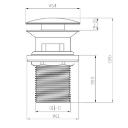 Villeroy & Boch Universal Taps & Fittings Click Clack Basin Waste, Chrome (TVP00000301061)