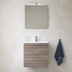 Vitra  Mia Bathroom Unit, Mirror, Washbasin, and LED Lighting, 59 x 61 x 39.5 cm - Cordoba Brown (MIASET60C)