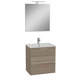 Vitra  Mia Bathroom Unit, Mirror, Washbasin, and LED Lighting, 59 x 61 x 39.5 cm - Cordoba Brown (MIASET60C)