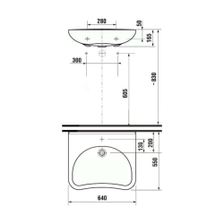 Jika Mio PRM accessible washbasin 64x55 cm, centre tap hole (1371.4.000.104.1)