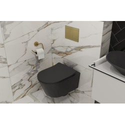 Toilet Pack Frame + Black SAT Rimless Toilet + Soft-Close Seat + Matt Black Flush Plate (SMARTK-BlackSAT-M678)