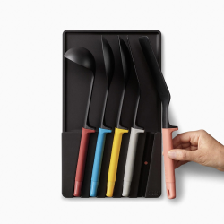 Joseph Joseph Elevate™ 10-piece In-drawer Knife & Utensil Set, 5 knives and 5 utensils with storage, black (10566) 