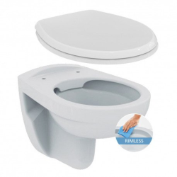 Geberit Pack WC DuofixBasic Geberit support frame + Porcher wall-hung toilet rimless + Geberit DELTA35 matt chrome plate (PorcherGeb2)