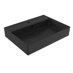 Swiss Aqua Technologies SAT Infinitio washbasin 60.5x46.5 cm matt black with tap hole in the centre (SATINF6046BKM)