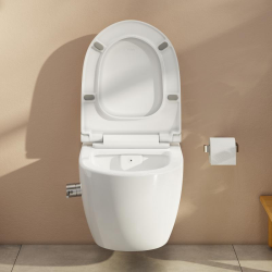 Toilet Pack SAT Infinitiorimless toilet + Support Frame + Gold Dual Flush Plate (SMARTK-SATClean-gold)