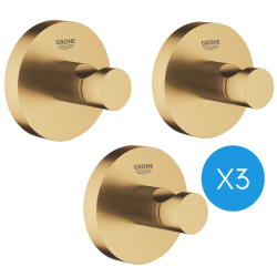 TRIO Set of 3 Grohe ESSENTIALS Robe Hooks, Brushed Cool Sunrise (40364GN1-TRIO)