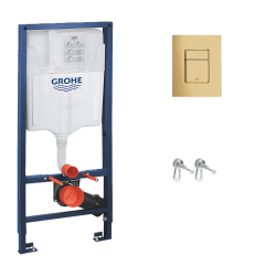 Grohe Toilet Set Rapid SL Support Frame + Grohe Cool Sunrise Flush Plate + Fixings (38528001-bgold)