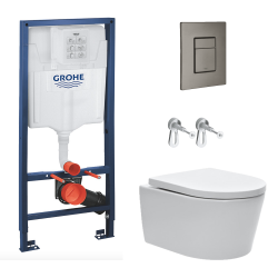 Toilet Pack Grohe Rapid SL Frame + SAT Rimless Toilet + Grohe Brushed Hard Graphite Flush Plate (RapidSLSAT-AL0)