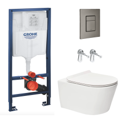 Toilet Pack Grohe Rapid SL Frame + Brevis Rimless Toilet + Grohe Brushed Hard Graphite Flush Plate (RapidSLBrevis-AL0)