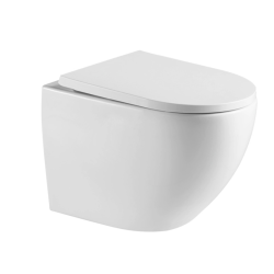 Swiss Aqua Technologies Rimless Tornado Quiet Wall-Hung Toilet with Invisible Fixings, Soft-Close Seat (SAT67010RTORP)