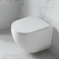 Swiss Aqua Technologies Rimless Tornado Quiet Wall-Hung Toilet with Invisible Fixings, Soft-Close Seat (SAT67010RTORP)