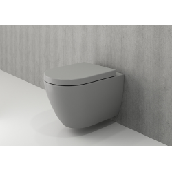 Grohe Toilet set RAPID SL Cistern Frame + Rimless Matt Grey Toilet with Invisible Fixings + Chrome Flush Plate (RapidSL-GreyBello-1)