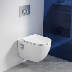 Toilet Pack Rapid SL Support Frame + SAT Rimless Toilet + Soft-Close Seat + Chrome Flush Plate (RapidSL-Project-1)