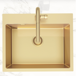 Swiss Aqua Technologies Aurum Stainless Steel 304 Inset Sink, 55x45x21 cm, with Overflow, PVD Gold (SATSINK5545BG)