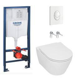 Toilet Pack Rapid SL Frame + Serel SP26 Rimless Toilet + Soft-Close seat + Alpine White Flush Plate (RapidSL-SP26-3)