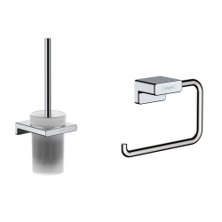 Wall-Mounted Toilet Brush + Toilet Roll Holder Set, Chrome (41771000-Addstoris)