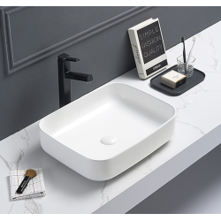 Swiss Aqua Technologies Rectangular countertop washbasin set 50x39x13cm without overflow + Infinitio white free-flow drain