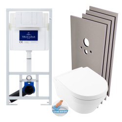 Villeroy & Boch Pack WC Bâti-support + Cuvette Villeroy & Boch Architectura sans bride + Plaque blanche + Set habillage (ViConnectArchi2-2-sabo)