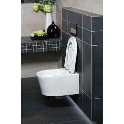 Villeroy & Boch Frame + SATrimless toilet, invisible fixings + Chrome plate + Wall cladding set (VCNSAT3SB)