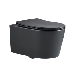 Vitra  Toilet set Vitra V8 Extra-flat cistern + SAT Black Rimless wall hung toilet + Matt black flush plate (V8-768BLACKSAT-B)