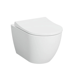 S60 Rimless Wall-Hung Toilet with invisible fixings + soft-close seat, SmoothFlush, White (7510-003-6288)