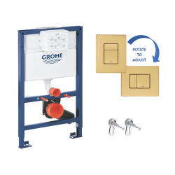 Grohe Toilet Set 0.82m low height Rapid SL Support frame + Skate Cosmopolitan Brushed cool sunrise Flush plate + Fixings