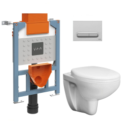 Vitra  82cm support frame + SAT rimless toilet + Softclose seat + Matt chrome plate (VUNI82BAU-5)