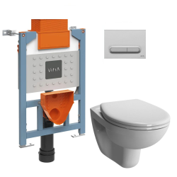 Vitra  82cm support frame + Vitra rimless toilet + Soft-close seat + Matt chrome plate (VUNI82NORMUS-5)