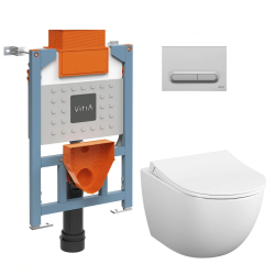 Vitra  82cm support frame + Vitra rimless toilet + Softclose seat + Matt chrome plate (VUNI82SENTO-5)