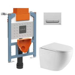 Vitra  82cm support frame +  SAT rimless toilet + Soft-close seat + Matt chrome plate (VUNI82FUSIONTQ-5)