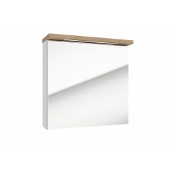 Naturel Wall Cabinet with Door, Integrated Mirror Stilla + LED 60x60 cm, 220V Outlet, White (STILLAE06017)