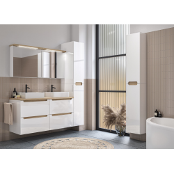 Naturel Wall Cabinet with Door, Integrated Mirror Stilla + LED 60x60 cm, 220V Outlet, White (STILLAE06017)