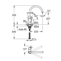 Grohe Bauloop Single-Lever Sink Mixer Swan Neck, Chrome (G3136810F)