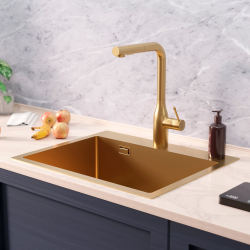 Ceramia Timeless Build-in kitchen sink in stainless steel 304, 1 bowl, 55x45x21 cm, Brushed gold PVD (TMLKST-5545BG)