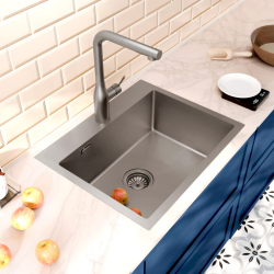 Ceramia Timeless Build-in kitchen sink in stainless steel 304, 1 bowl, 55x45x21 cm, Gun Metal brushed PVD (TMLKST-5545BGM)