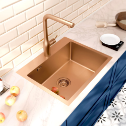 Ceramia Timeless Build-in kitchen sink in stainless steel 304, 1 bowl, 55x45x21 cm, Brushed copper PVD (TMLKST-5545BCP)