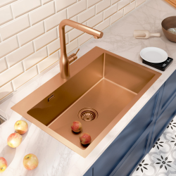 Ceramia Timeless Build-in kitchen sink in stainless steel 304, 1 bowl, 68x45x21 cm, Brushed copper PVD (TMLKST-6845BCP)