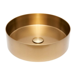 Ceramia Timeless Countertop Basin in Stainless Steel, 38 x 38 x 11 cm, Without Overflow + Drain, Brushed Gold (TMLW-3838BG)