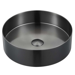 Ceramia Timeless Countertop Basin in Stainless Steel, 38 x 38 x 11 cm, Without Overflow + Drain, Brushed Black Gunmetal (TMLW-3838BGM)